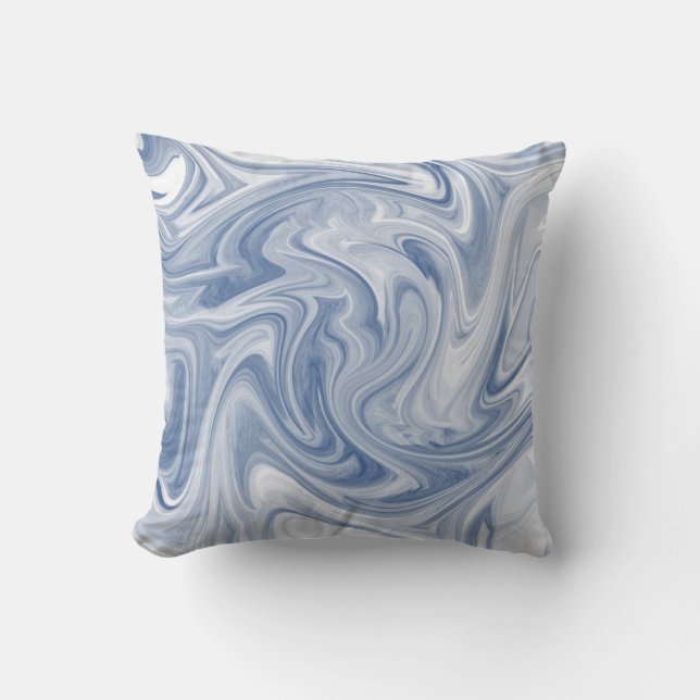 Swirly  Slate Blue Abstract Throw Pillow (Front)