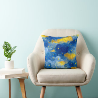 Swirly stars and sky abstract throw pillow