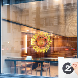 Swirly Sunflower  Window Cling