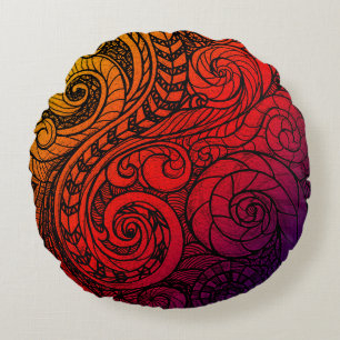 Swirly Sunset  Round Pillow