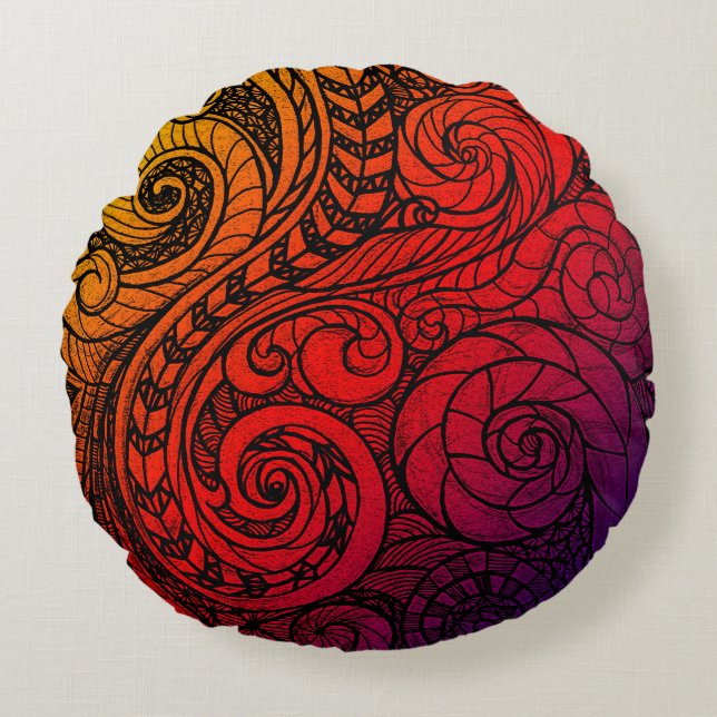 Swirly Sunset  Round Pillow (Front)
