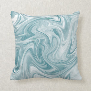 Swirly Teal Abstract Throw Pillow