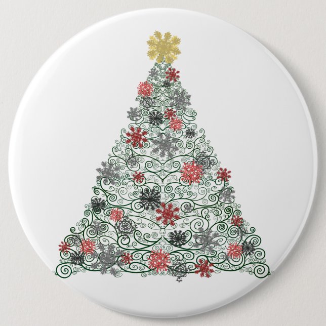 Swirly Tree Decorated 6 Inch Round Button (Front)