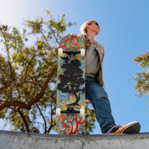 Swirly Tree with Birds Skateboard
