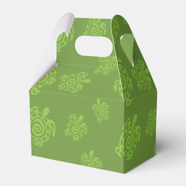 Swirly Turtle Green Pattern Favor Box (Back Side)