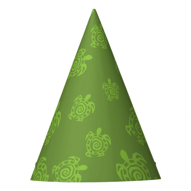 Swirly Turtle Green Pattern Party Hat (Front)