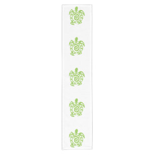 Swirly Turtle Green Pattern Short Table Runner