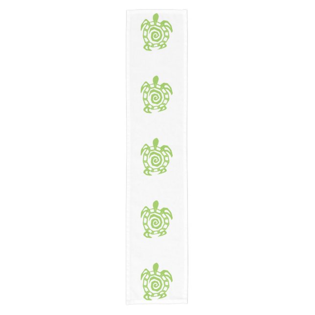 Swirly Turtle Green Pattern Short Table Runner (Front)