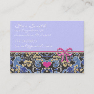 Swirly Vintage Animal Print Blue Tan Deep Rasberry Business Card