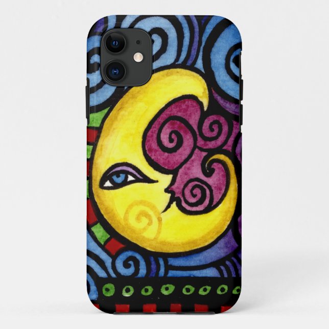 Swirly Whimsical Moon iphone case (Back)
