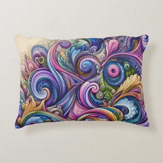 Swirly Whirly Colour Burst  Accent Pillow (Front)