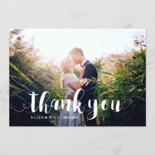 Swirly White Script Overlay Thank You Card
