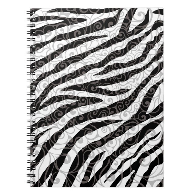 Swirly Zebra Design Notebook (Front)