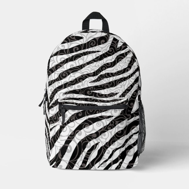 Swirly Zebra Design Printed Backpack (Front)