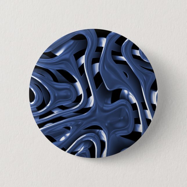 Swiryly Blue Chrome Abstract Art 2 Inch Round Button (Front)