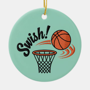 Swish Slam Dunk: Vintage Basketball Style Ceramic Ornament