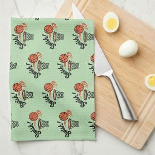 Swish Slam Dunk: Vintage Basketball Style Kitchen Towel