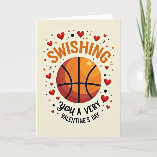 Swishing Valentine Basketball Card (Front)