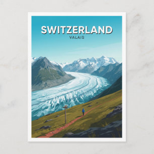 Swiss Alps, Aletsch Glacier Panorama Trail Fiesch Postcard