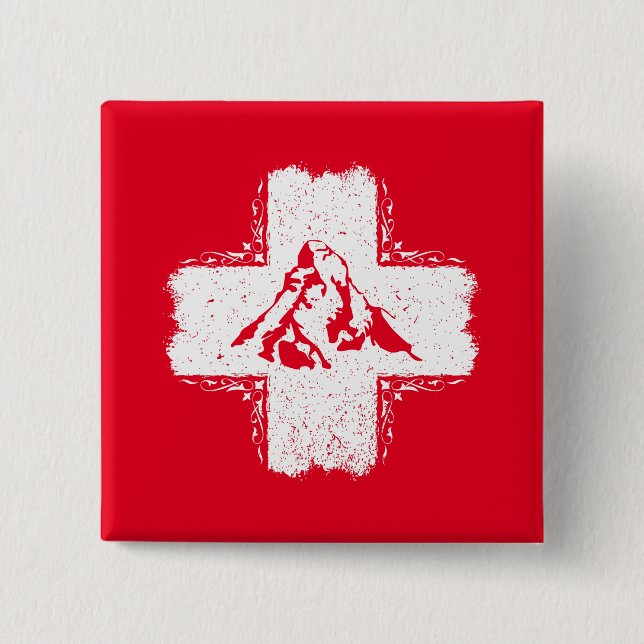 Swiss Alps Matterhorn - Switzerland  2 Inch Square Button (Front)