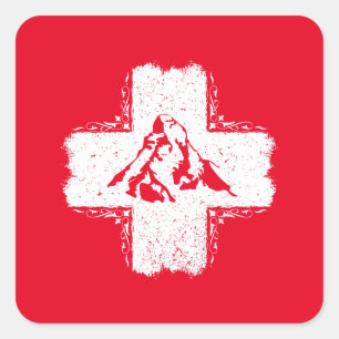 Swiss Alps Matterhorn - Switzerland Square Sticker