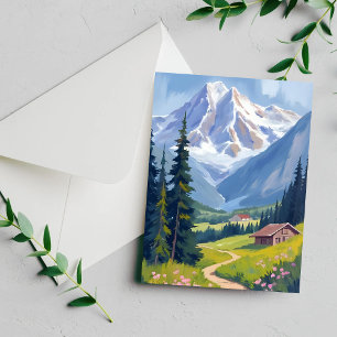 Swiss Alps Mountain Hillside Switzerland Card