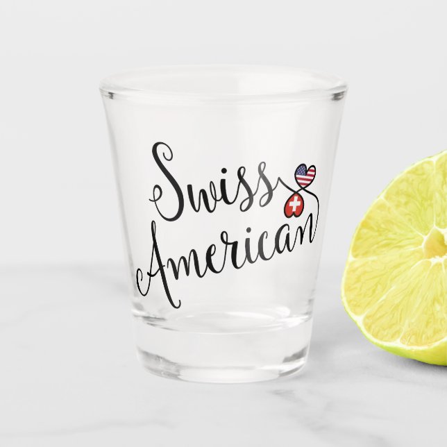 Swiss American Entwined Hearts Shot Glass (Front)