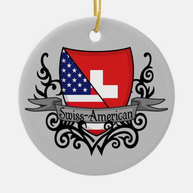 Swiss-American Shield Flag Ceramic Ornament (Front)