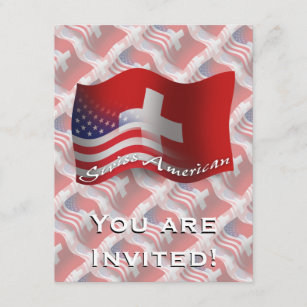 Swiss-American Waving Flag Invitation