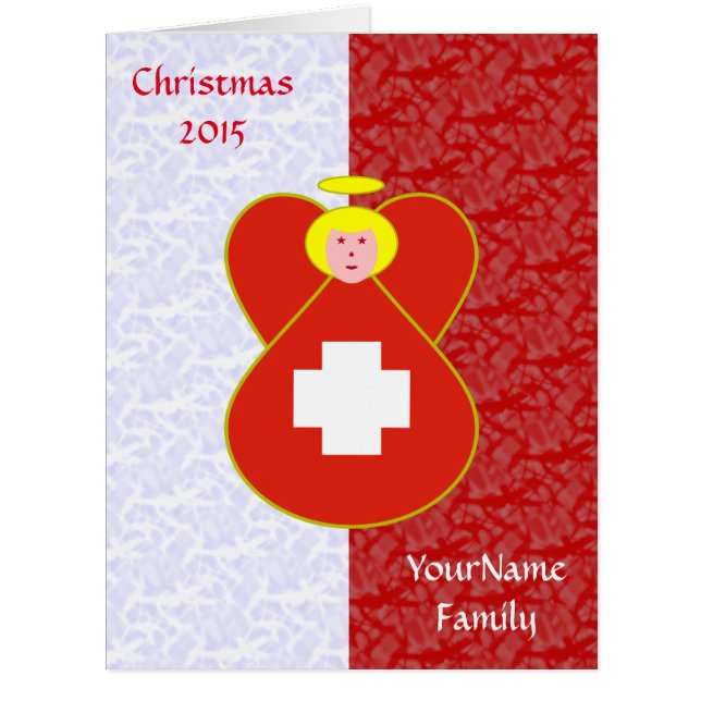 Swiss Angel Flag on Red and White Personalized  (Front)