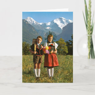 Swiss boy and girl card