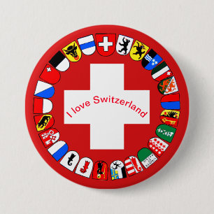 Swiss cantons and flag 3 inch round button