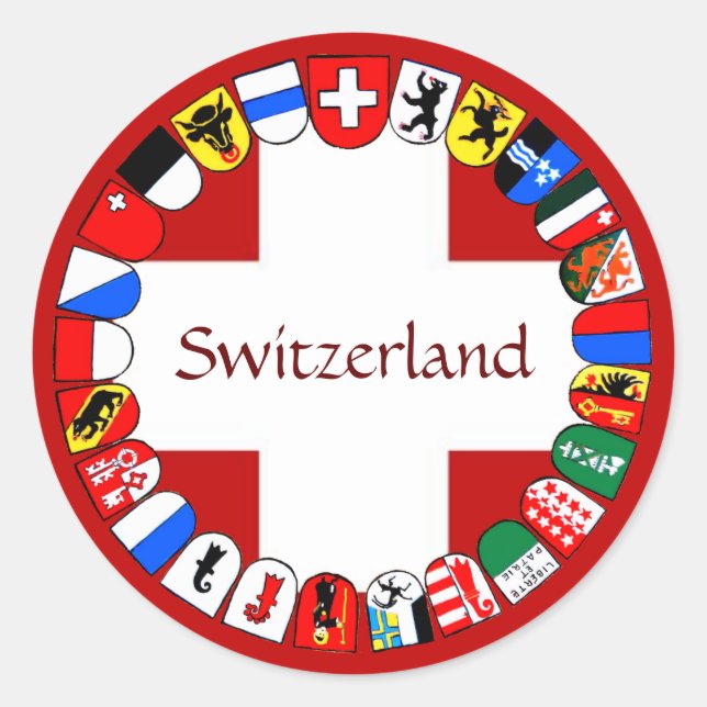 Swiss cantons classic round sticker (Front)