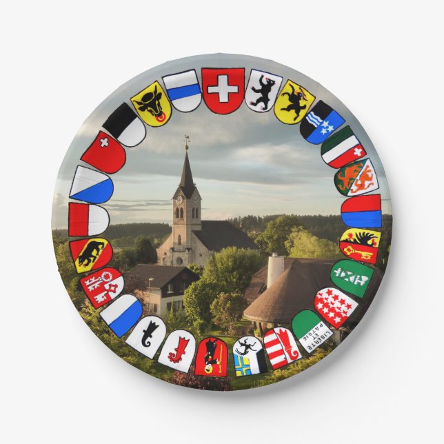 Swiss cantons coat of arms paper plate (Front)