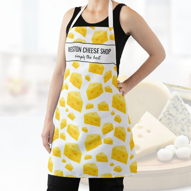 Swiss Cheese Add Your Shop Chef Name Custom Apron (Creator Uploaded)