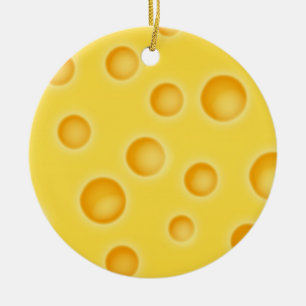 Swiss Cheese Cheezy Texture Pattern Ceramic Ornament