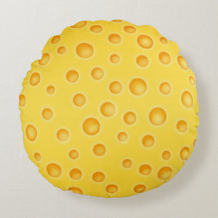 Swiss Cheese Cheezy Texture Pattern Round Pillow