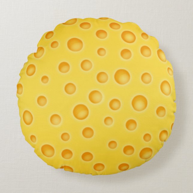 Swiss Cheese Cheezy Texture Pattern Round Pillow (Front)