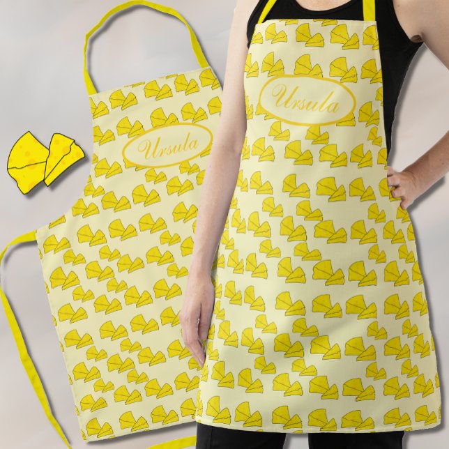 Swiss Cheese Doodle Yellow Apron with Name (Creator Uploaded)