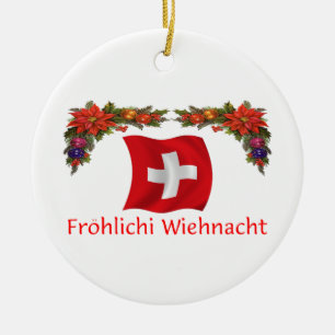 Swiss Christmas Ceramic Ornament