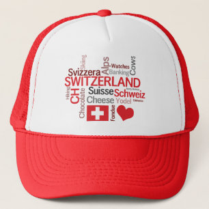 Swiss Clichés I Love Switzerland Chocolate Cheese Trucker Hat