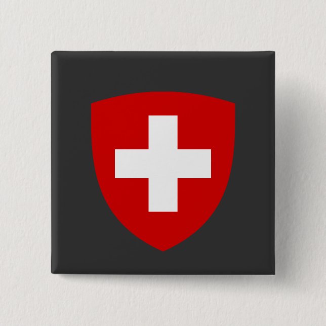 Swiss Coat of Arms - Switzerland Souvenir 2 Inch Square Button (Front)