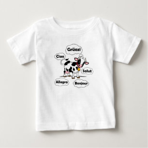Swiss Cow Grüezi Bonjour Ciao Switzerland Travel Baby T-Shirt