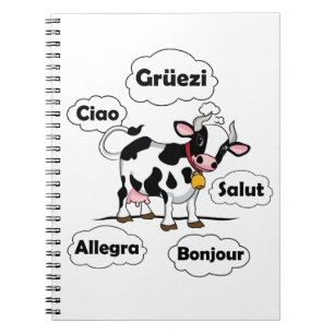 Swiss Cow Grüezi Bonjour Ciao Switzerland Travel Notebook