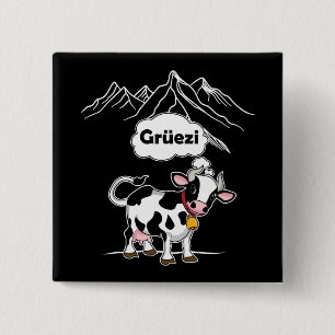 Swiss Cow - Grüezi - Switzerland Travel 2 Inch Square Button