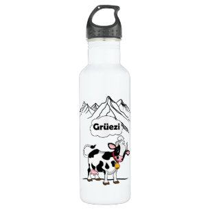 Swiss Cow - Grüezi - Switzerland Travel 710 Ml Water Bottle
