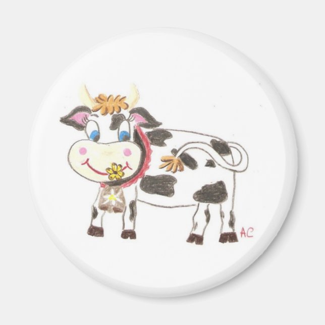 Swiss cow round magnet (Front)