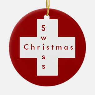 Swiss cross ceramic ornament