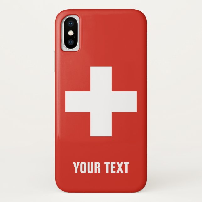 Swiss cross flag of Switzerland personalized Case-Mate iPhone Case (Back)