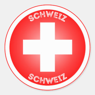 Swiss Cross Schweiz Circle Shape  Classic Round Sticker